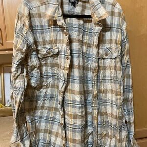 Patagonia Men's Plaid Button-Up Shirt Jacket - Beige & Gray